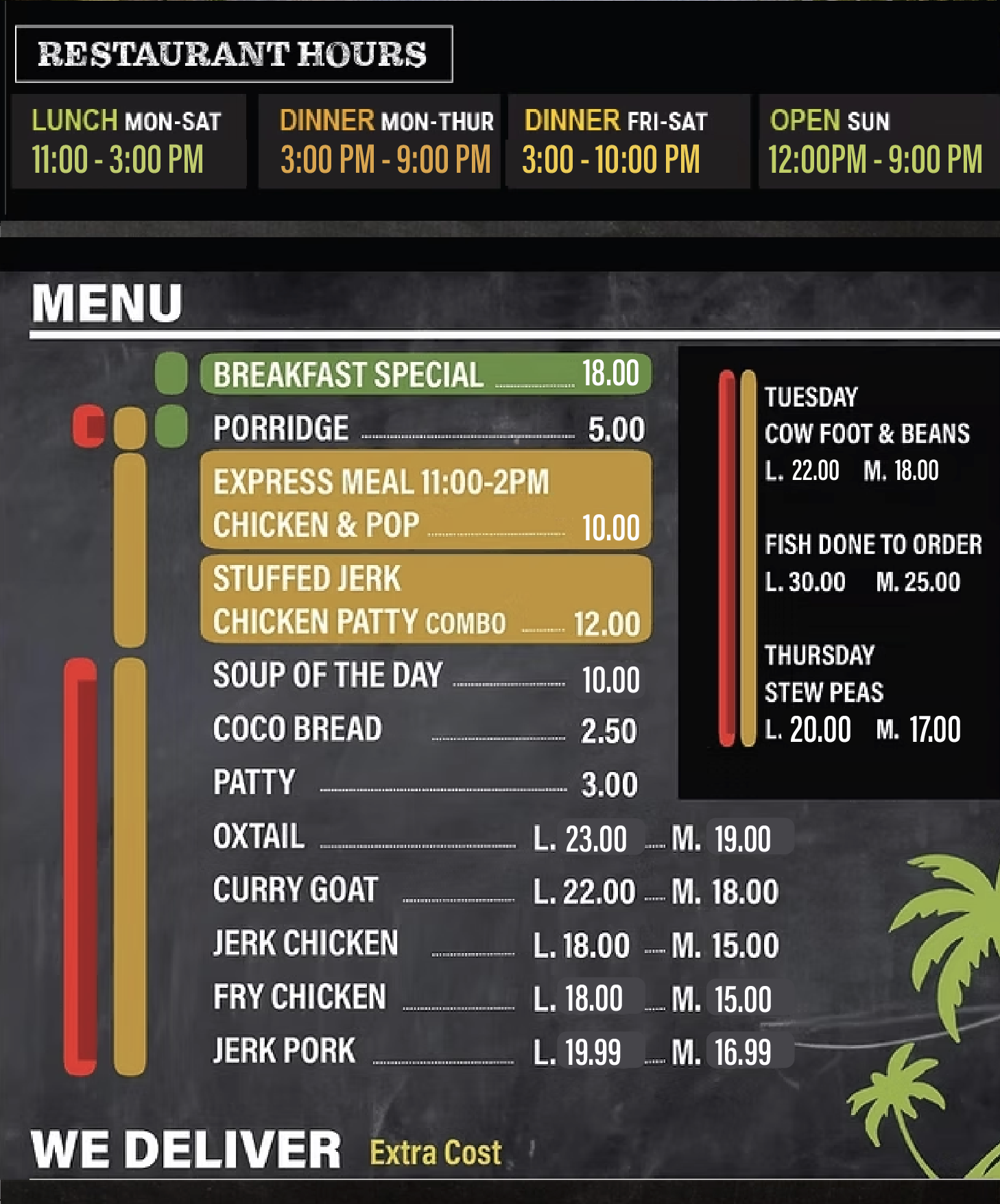 Island Delights restaurant menu design